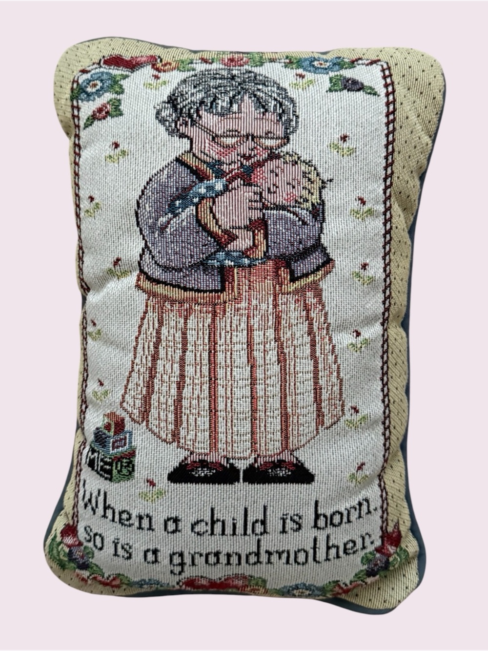 Mary Engelbreit Vintage (90s) Tapestry “Grandmother” Pillow